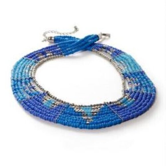 BOSTON PROPER LAYERED BEADED BLUE NECKLACE - Picture 1 of 1